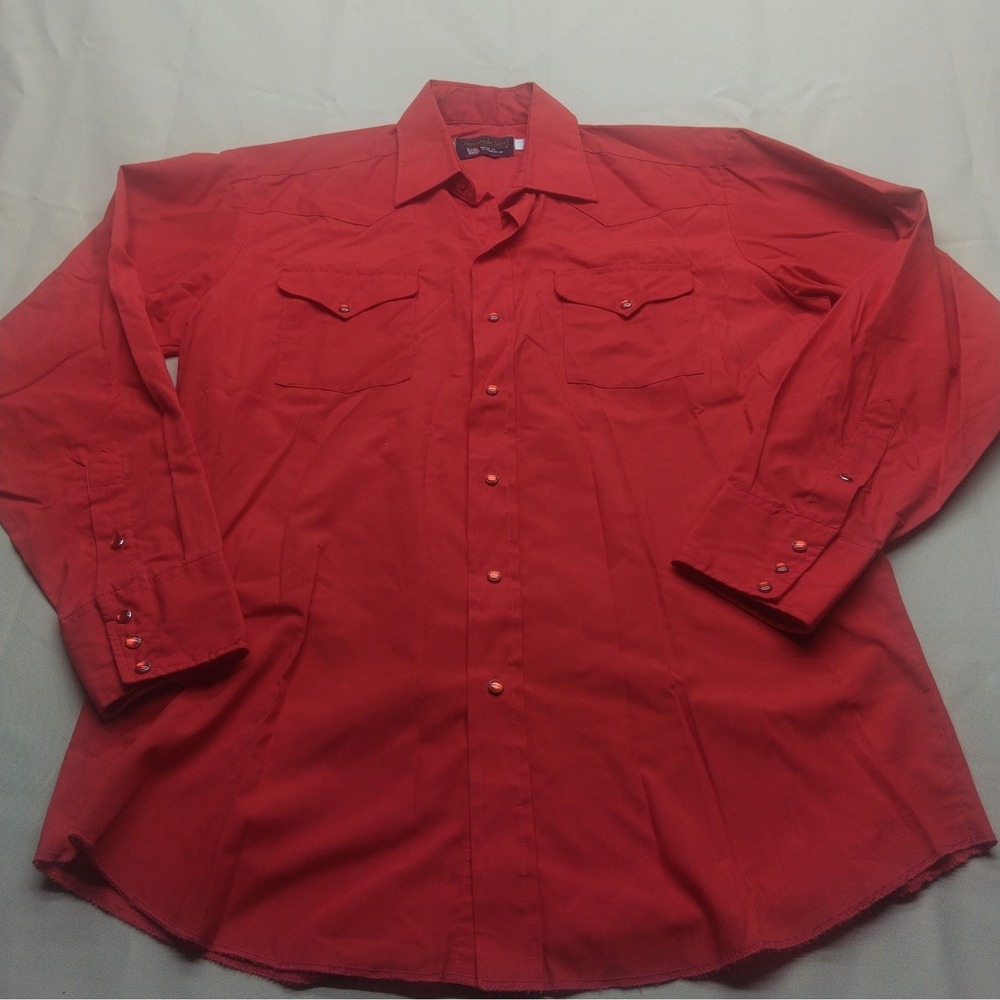 Panhandle Slim Mens Shirt  Size 16 1/2 - 36 Red Button Down Long Sleeve USA
